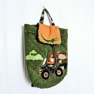 Stephen Joseph Backpack Kids Quilted Mixed Fabrics Zoo Safari Textured
